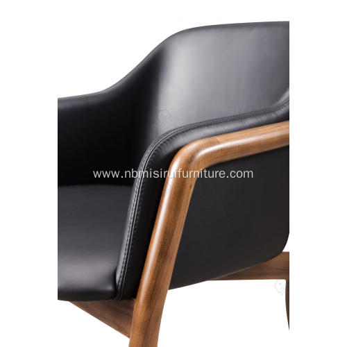 Designer black leather armrest single chairs